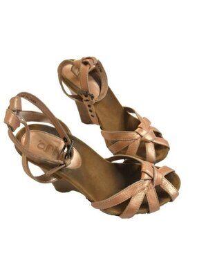 Cole Haan G Series Rose Gold Peach Ankle Strap Wedge Sandals